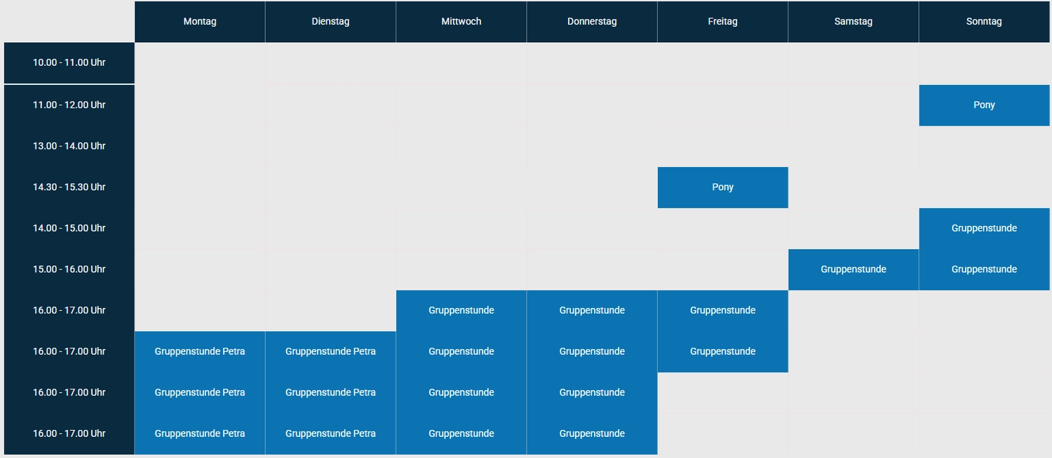Reitstunden WochenplaN